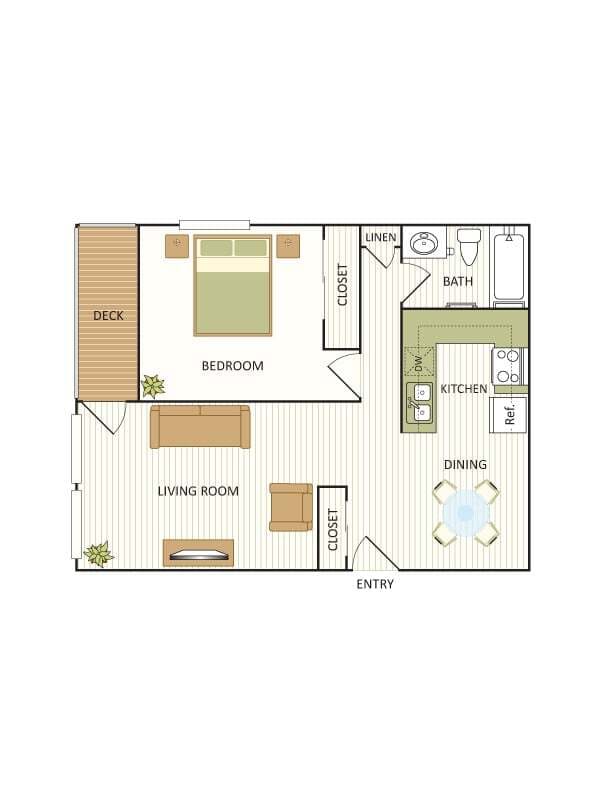 Floor Plan - One Bedroom, One Bath