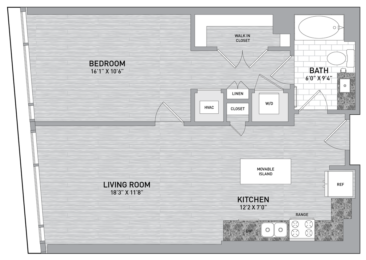 Floor Plan - 1020 P - 1 Bed 1 Bath-A4.3-P