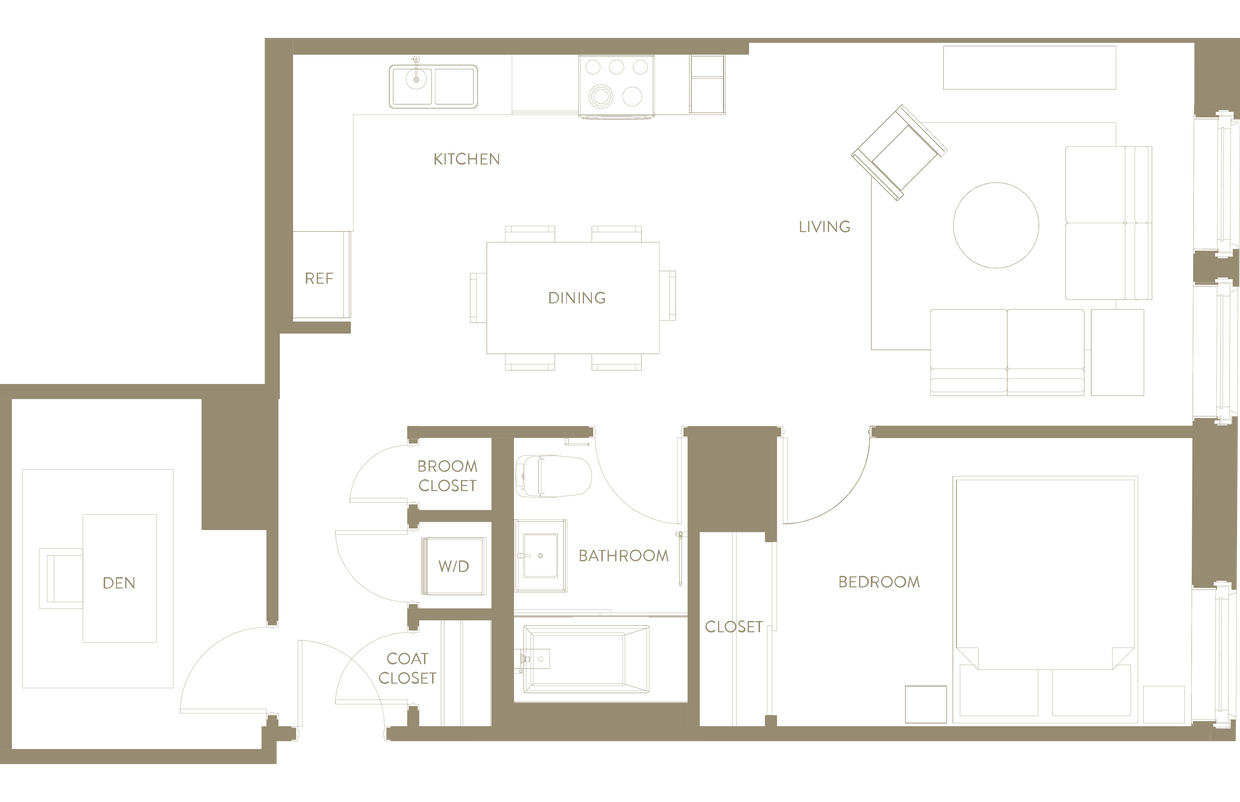 Floor Plan - One Bedroom Den