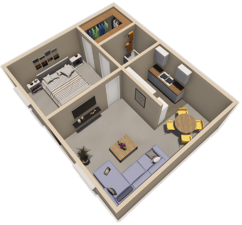 Floor Plan - 1 Bed 1 Bath A