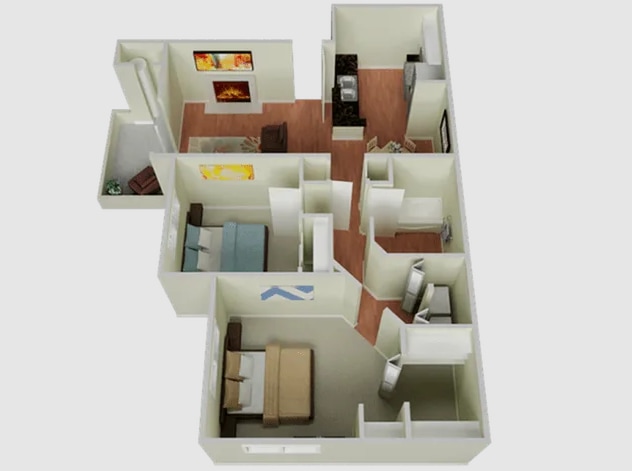 The Edge 2x1 Floorplan - Two Bedroom One Bathroom