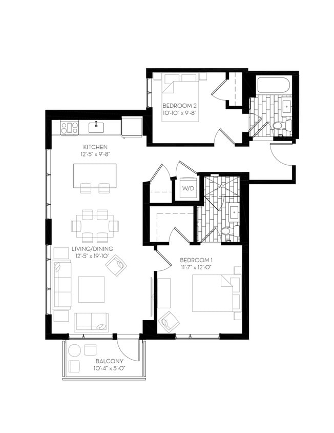 2BR/2BA - 2 Bedroom 2 Bathroom