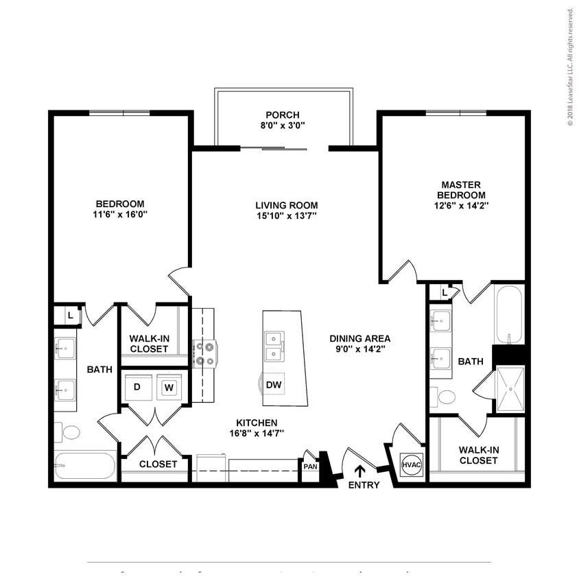 Floor Plan - 2 Bed/2 Bath-B4