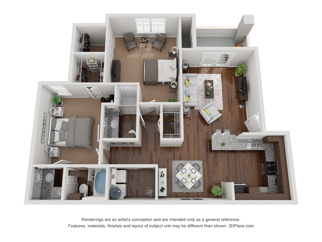 Floor Plan - 2BR 2BA (1237 SF)
