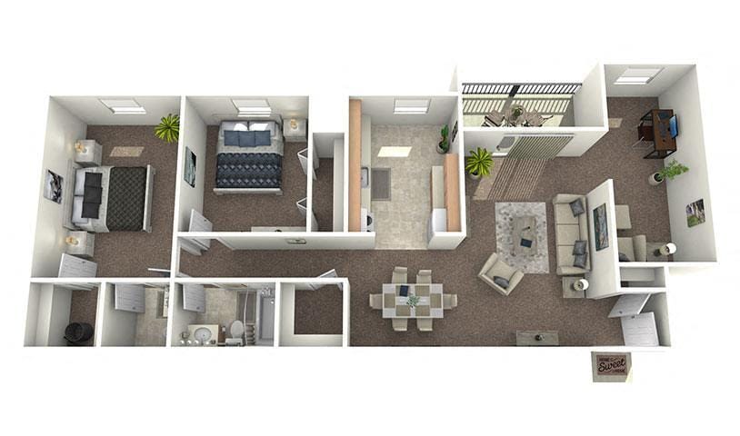 Floor Plan - 2 Bedroom with Den