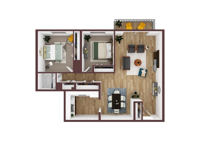 Two Bedroom, 1 Bath Apt. with modern appliances, wood-plank flooring, with lots of closet space. - Congressional Towers