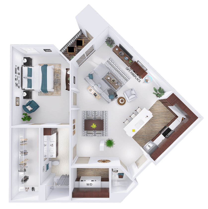 Floor Plan - CrossTown - H3 - 1 Bed - 1 Bath