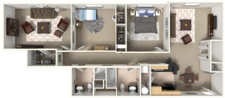 2BR/2BA W/ DEN - 1,189 SQ.FT - Bennett