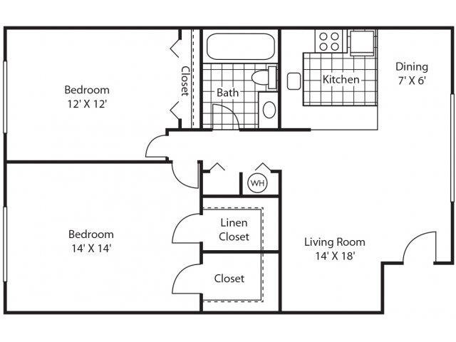 Floor Plan - Renovated 2Bd/1Ba