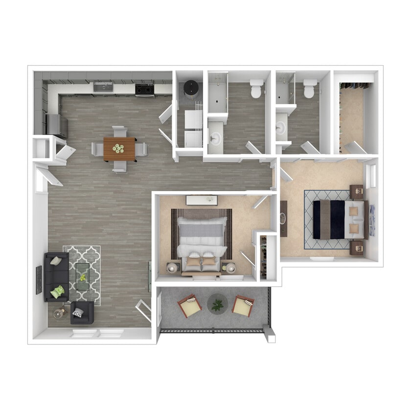 Floor Plan - 2 bedroom/2 bath, corner unit