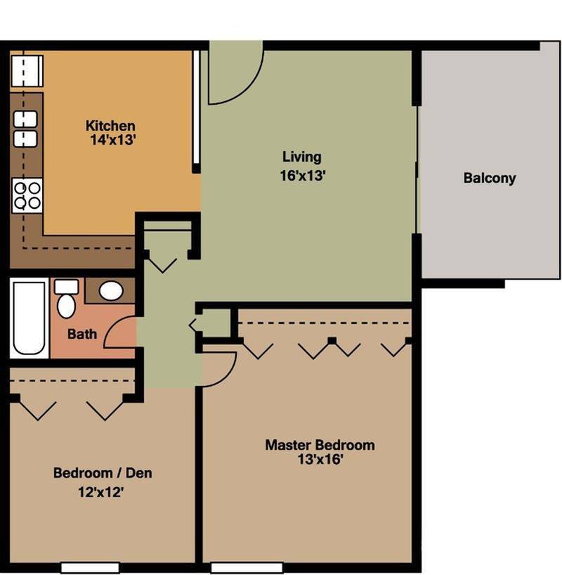 2x1 Country Kitchen - 2 Bedroom, 1 Bath - Country Kitchen
