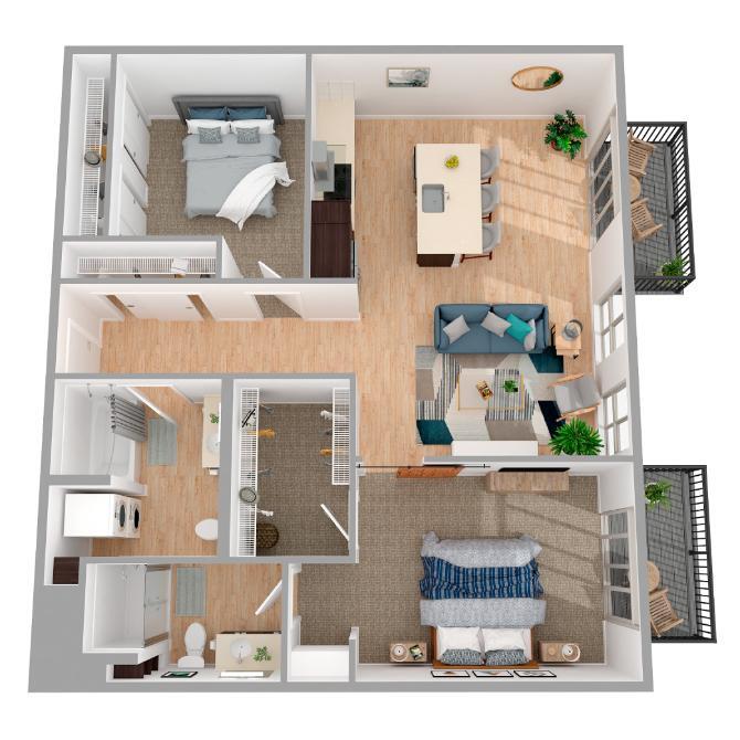 Floor Plan - 2 Bed/2 Bath-b12.1