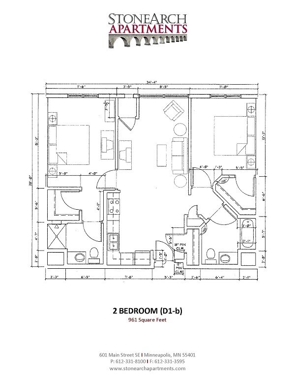 Floor Plan - 2 Bedroom 2 Bath (A)