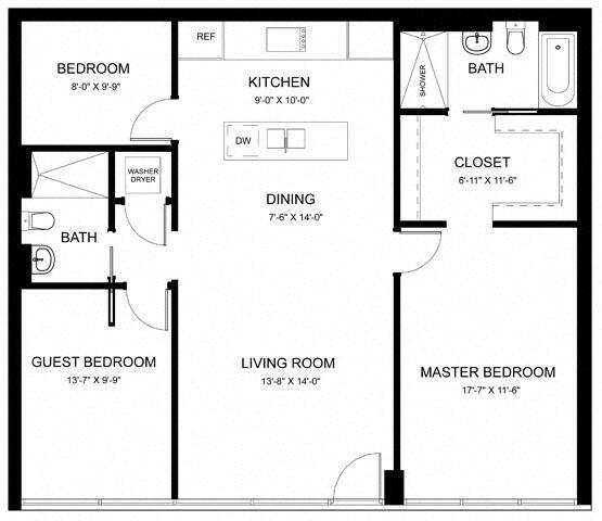 Floor Plan - 3 Bed 2 Bath A