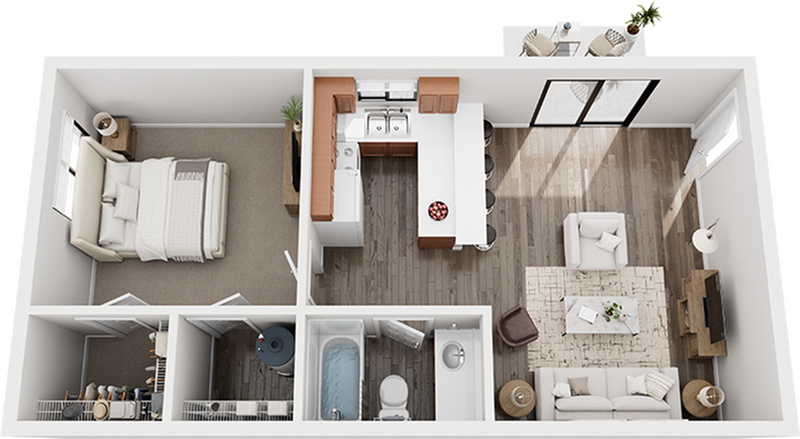 Colonial Village 1x1 Floor Plan - 1 Bedroom x 1 Bath - Standard