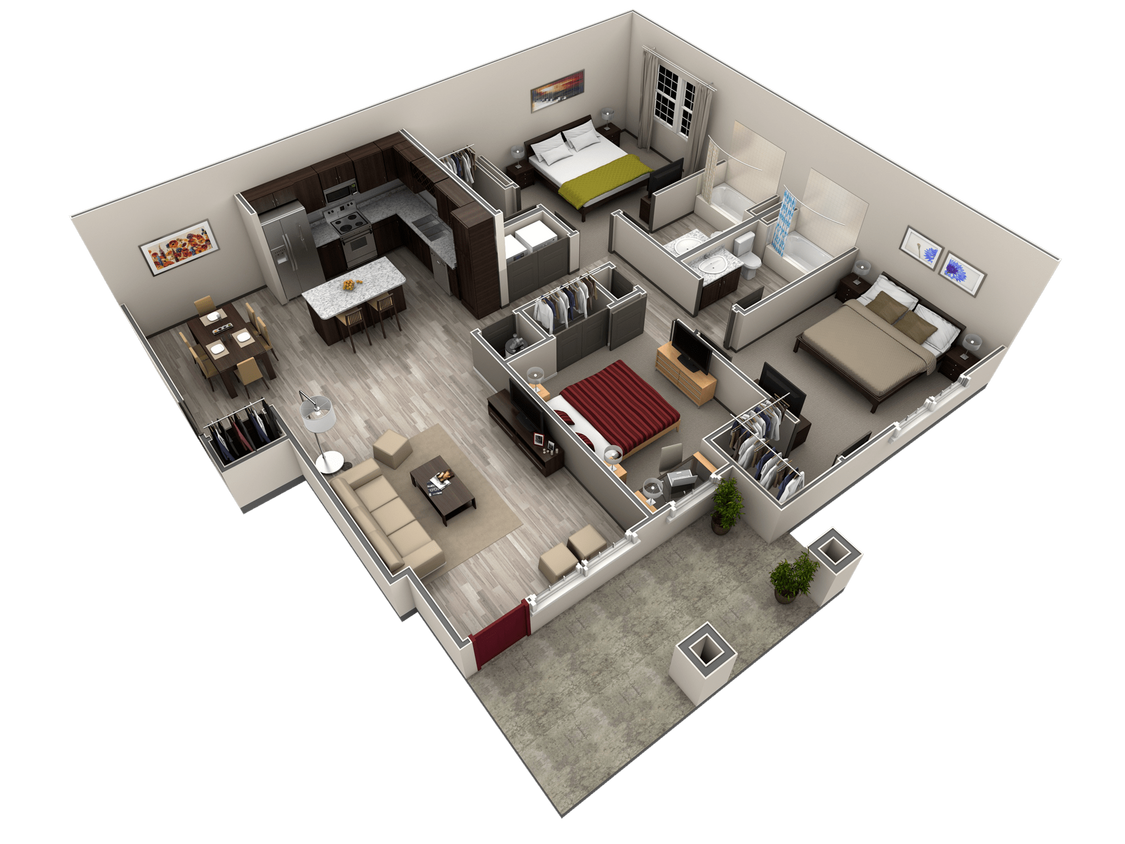 Floor Plan - 3 BR Grand Courtyard Garage
