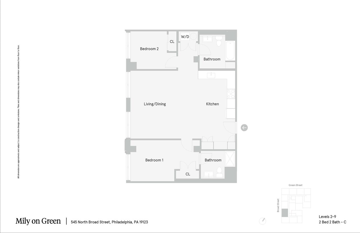 Mily on Green - Floor Plan - 2 Bed 2 Bath - C - 2 Bed 2 Bath - C