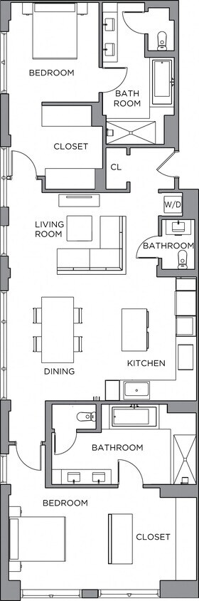 Floor Plan - 2 Bed/2 Bath-1800b