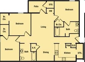 3BR/2BA - 3 Bedrooms, 2 Bathrooms