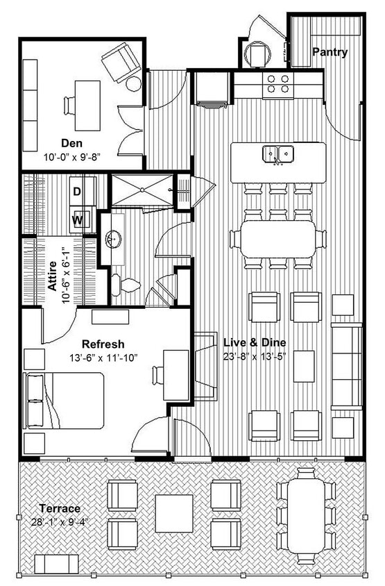 Elegant 1 BR Den + Terrace, Shower, Gas Cooking - Elegant 1 BR Den + Terrace, Shower, Gas Cooking