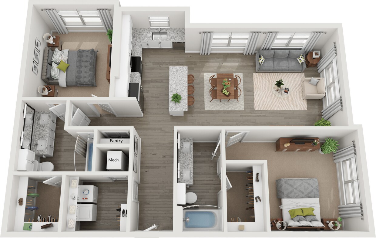 Floor Plan - B2 | 2 Bed | 2 Bath | Classic
