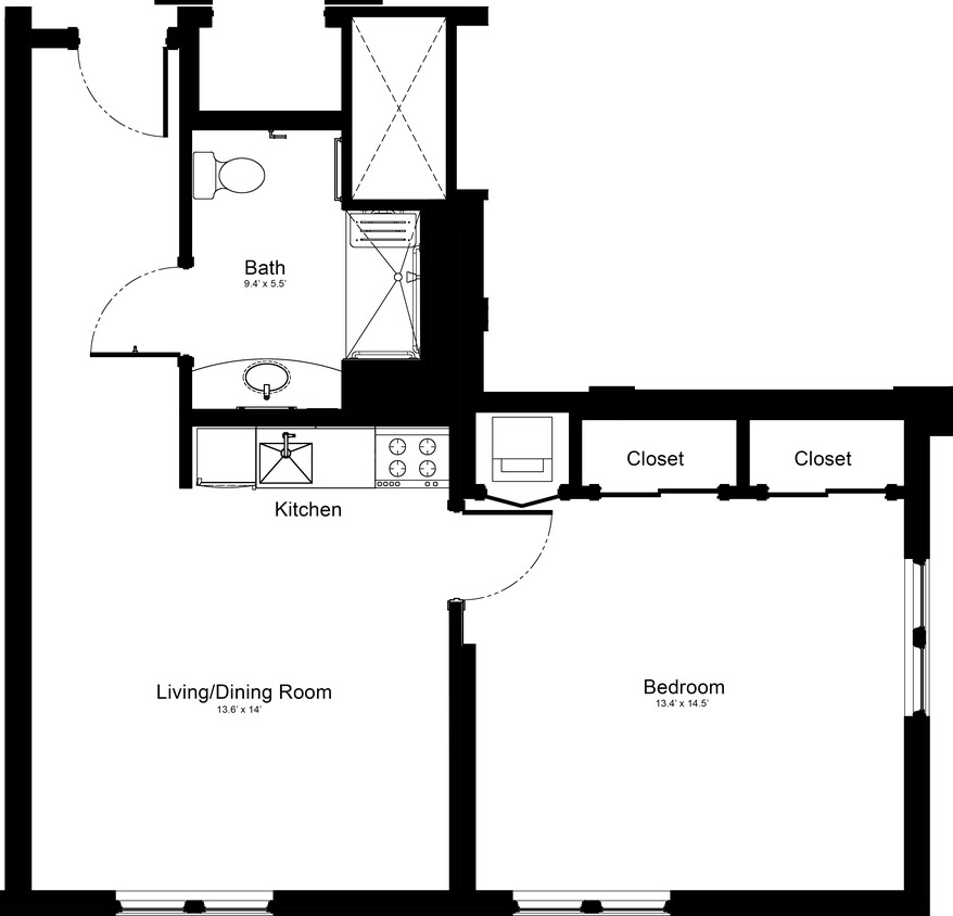 Floor Plan - 1 Bedroom 1B4 Accessible