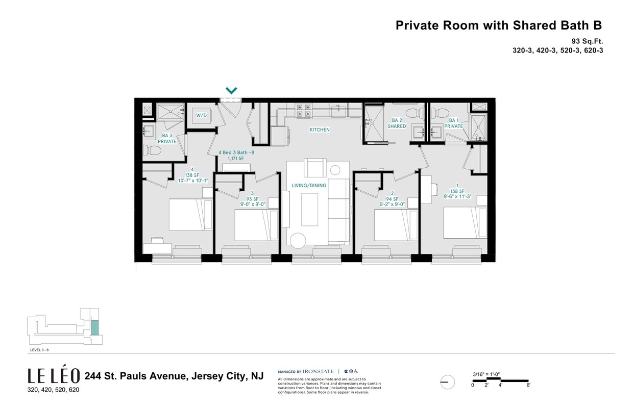 Floor Plan - Private Room with Shared Bath B