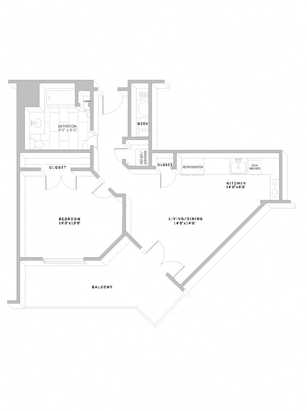 Floor Plan - 1 Bed 1 Bath A10