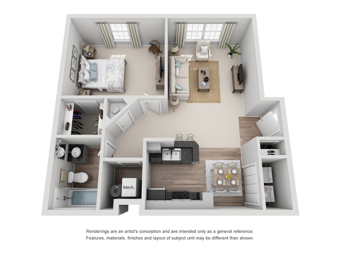 Floor Plan - One Bedroom, One Bath