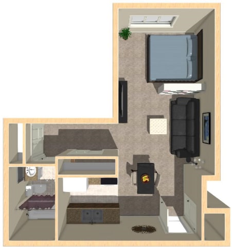 Floor Plan - Studio One Bath