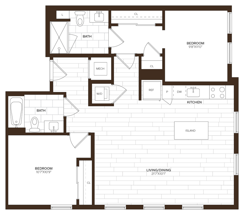 Floor Plan - 2 Bed/2 Bath ADU-B9