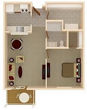 Floor Plan - 1 Bedroom 1 Bathroom
