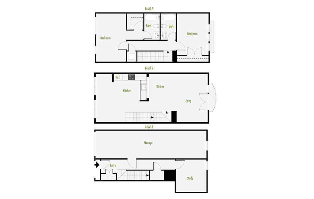 TownhouseC floor plan Santana Row - TownhouseC