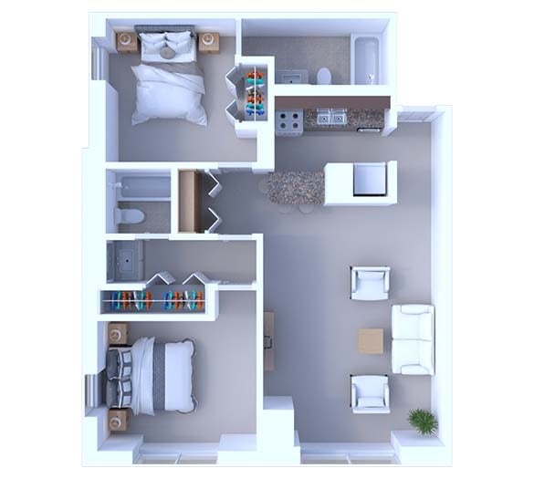 Floor Plan - 2 Bedrooms Floor Plan B2D