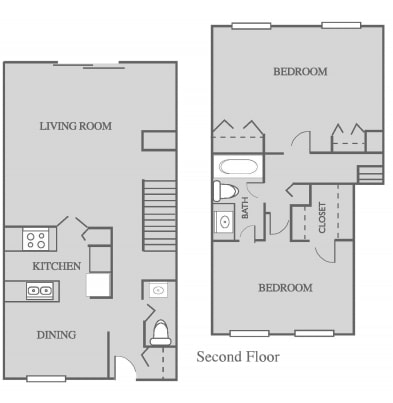 2BR/1.5BA - 2 Bedroom Large