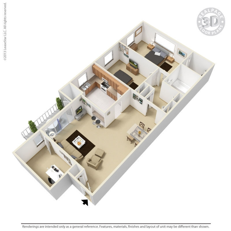 Floor Plan - Renovated Two Bedroom & Den