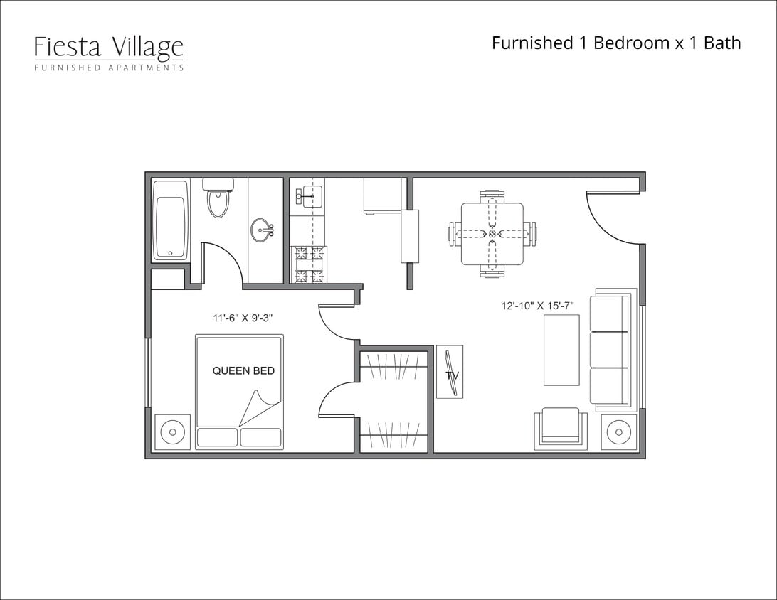 Floor Plan - 1 Bedroom Furnished incl Utilities