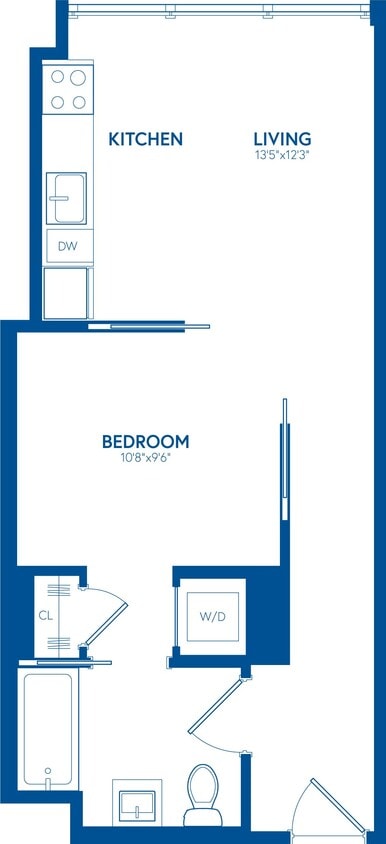 Floor Plan - 1 Bedroom, 1 Bath - 510