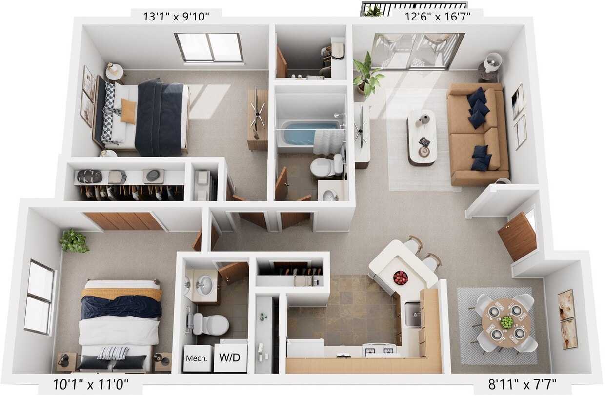 Floor Plan - Seville Two Bedroom