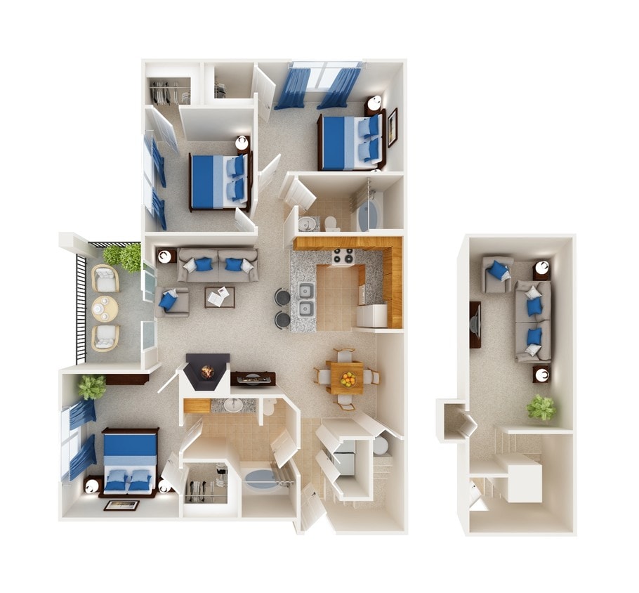 Floor Plan - Three Bedroom Apartment Homes