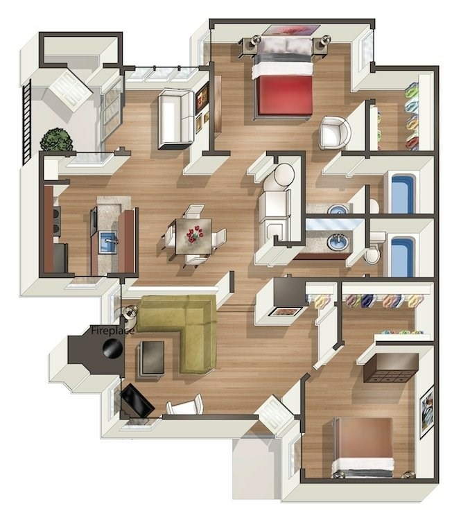 B3_2Bed_2Bath_1061 sq ft - B3 - 2 Bedroom, 2 Bathroom