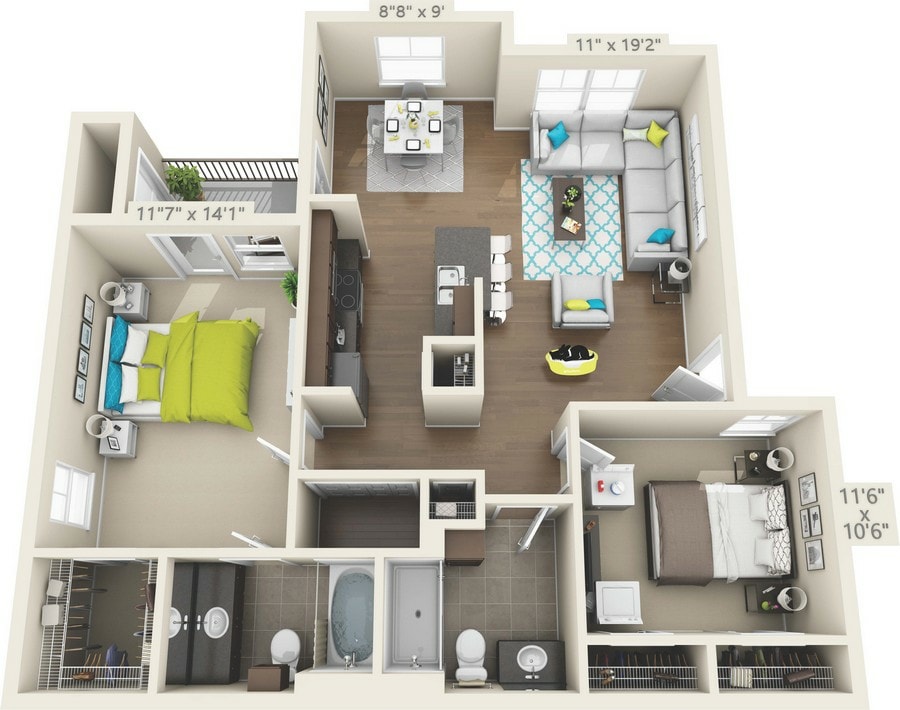 LEGGETT.jpg - B1 LEGGET - 2 Bedroom, 2 Bathroom