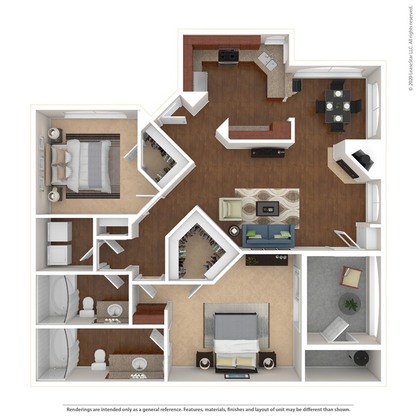 Floor Plan - 2 Bed 2 Bath 1188 SqFt (1081 Net)