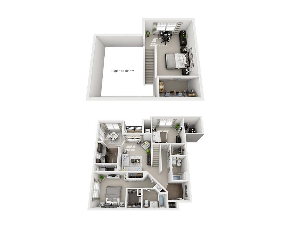 Floor Plan - Two Bedroom Loft B2FL