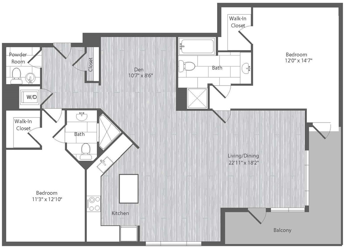 Floor Plan - 2 Bed 2.5 Bath - B1