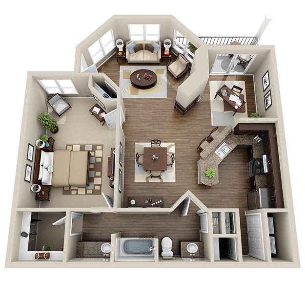 1BR/1BA Floor Plan - 1 Bedroom Luxury