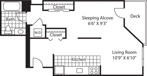 Floor Plan - 1 Bed 407-2307