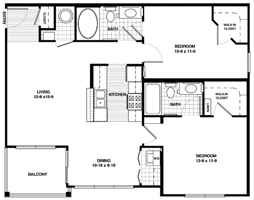 The Amethyst - B2 - Two Bedroom, Two Bathroom