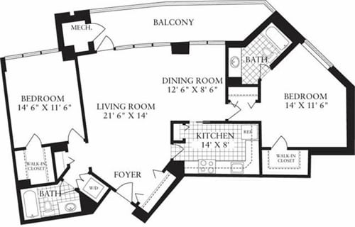 Floor Plan - 2 Bedrooms M
