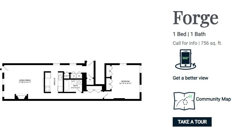 Floor Plan - 1x1 - Forge  A15U